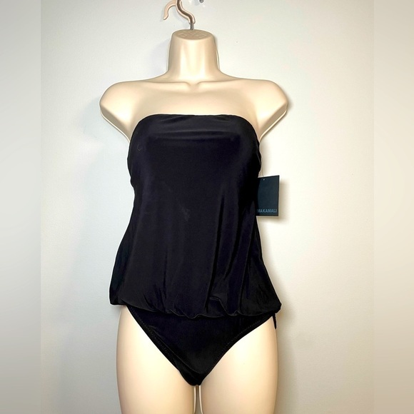 Women Strapless Swimsuit Black by NORMA KAMALI Kulture Babydoll Small Designer - Picture 1 of 15